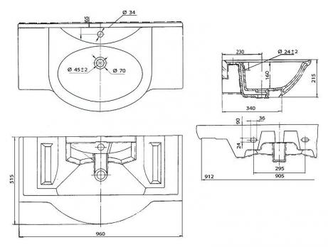 Тумба с раковиной Bellezza Кантри 95 белая