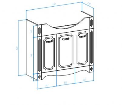 Тумба с раковиной Bellezza Кантри 95 белая