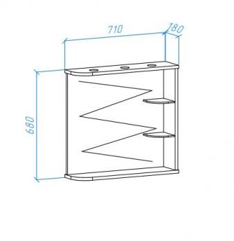 Зеркало Bellezza Рио 70 L чёрное/красное